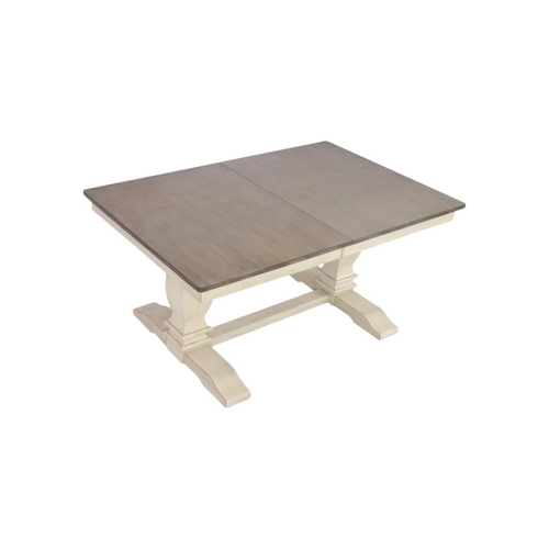 Rosalind Wheeler Florez Extendable Rectangle Solid Wood Dining Table in White and Grey, image 6