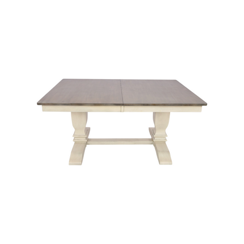 Rosalind Wheeler Florez Extendable Rectangle Solid Wood Dining Table in White and Grey, image 3