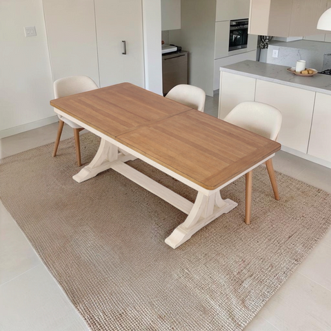 Liberty Furniture Farmhouse Reimagined Antique White And Chestnut Trestle Extendable Dining Table