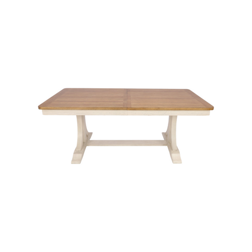 Liberty Furniture Farmhouse Reimagined Antique White And Chestnut Trestle Extendable Dining Table