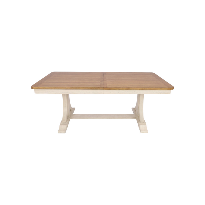 Liberty Furniture Farmhouse Reimagined Antique White And Chestnut Trestle Extendable Dining Table, image 2