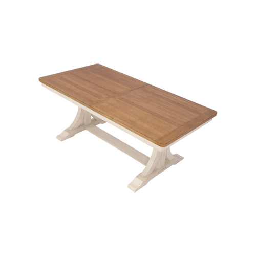 Liberty Furniture Farmhouse Reimagined Antique White And Chestnut Trestle Extendable Dining Table, image 5