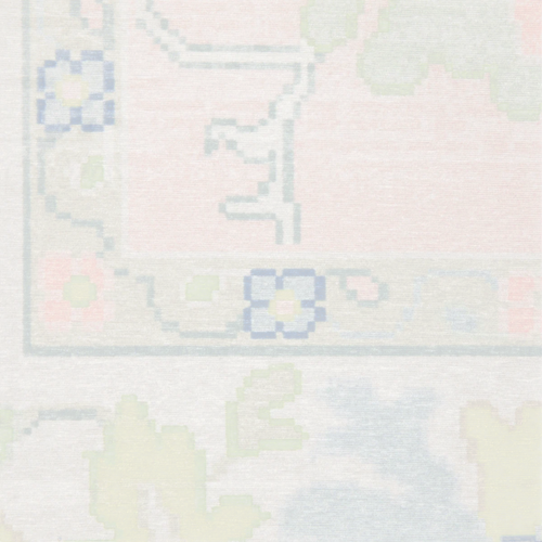 Bungalow Rose Kugler Traditional Bordered Floral Pink/ Green Printed Washable Flat Pile Area Rug, image 6
