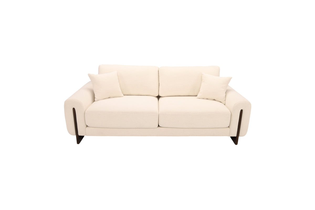 Ivy Bronx Modern Upholstered Sofa with Solid Wood Legs, Deep Seating Chenille Fabric Couch for Living Room