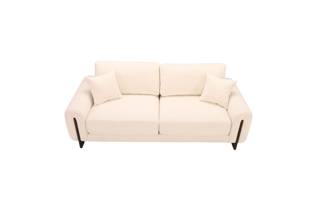 Ivy Bronx Modern Upholstered Sofa with Solid Wood Legs, Deep Seating Chenille Fabric Couch for Living Room