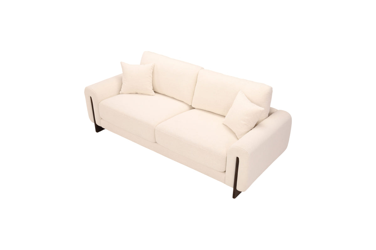 Ivy Bronx Modern Upholstered Sofa with Solid Wood Legs, Deep Seating Chenille Fabric Couch for Living Room