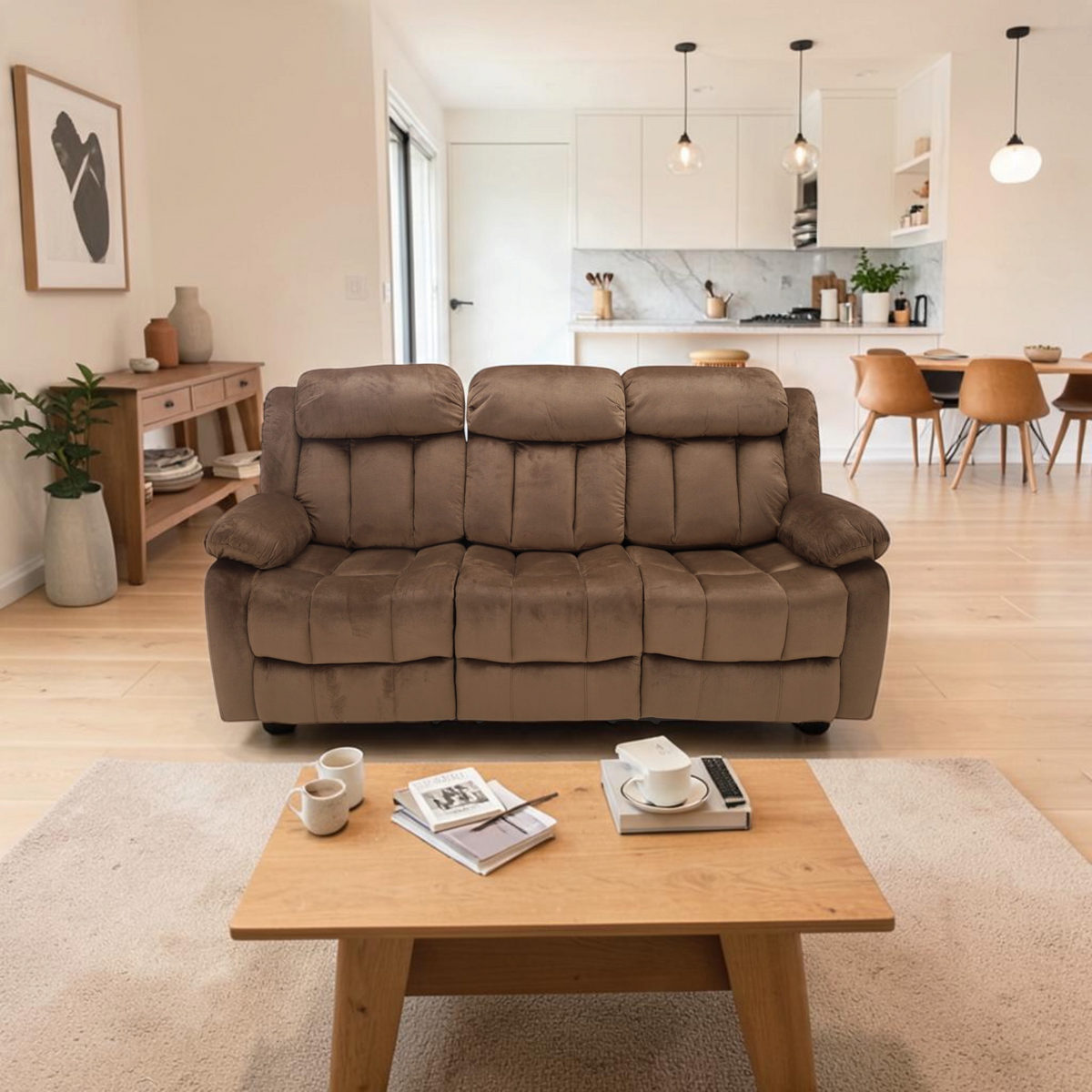 Ebern Designs Oxier Manual Reclining Microsuede Sofa
