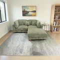 Ebern Designs 3 - Piece Upholstered Green Corduroy Modular Sectional Sofa with Pillow Back and Removable Ottoman