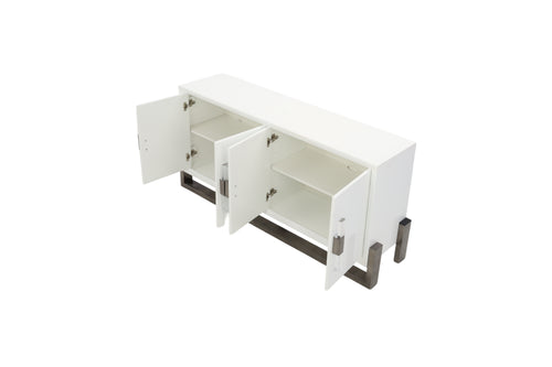 Brayden Studio White Four Door Credenza with Stainless Steel Base, image 9