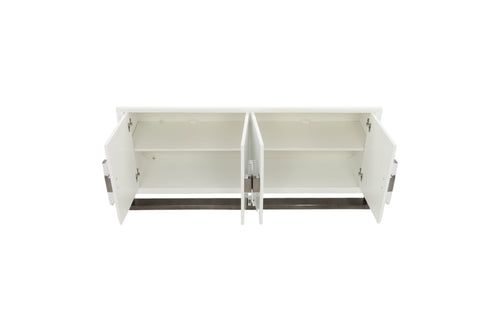 Brayden Studio White Four Door Credenza with Stainless Steel Base, image 8