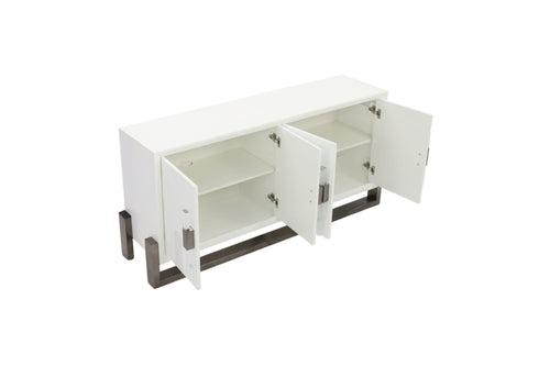 Brayden Studio White Four Door Credenza with Stainless Steel Base, image 7