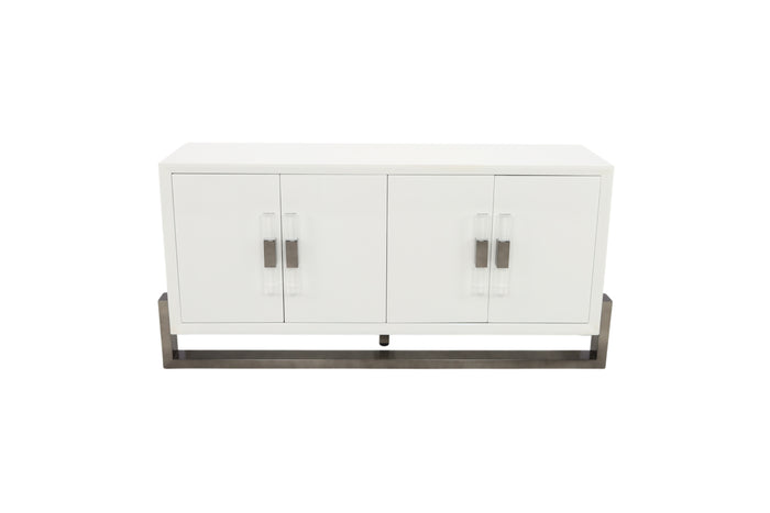 Brayden Studio White Four Door Credenza with Stainless Steel Base, image 2