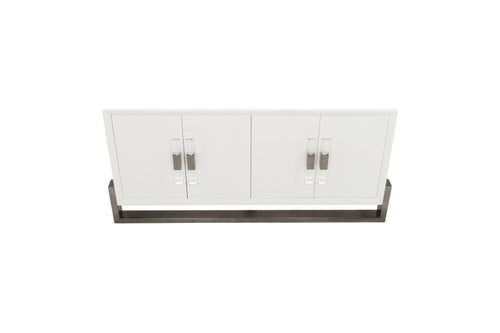 Brayden Studio White Four Door Credenza with Stainless Steel Base, image 4
