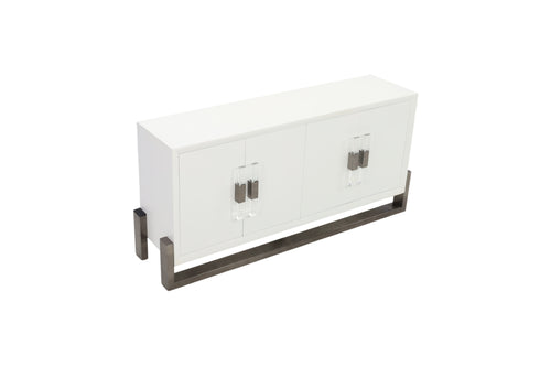 Brayden Studio White Four Door Credenza with Stainless Steel Base, image 3