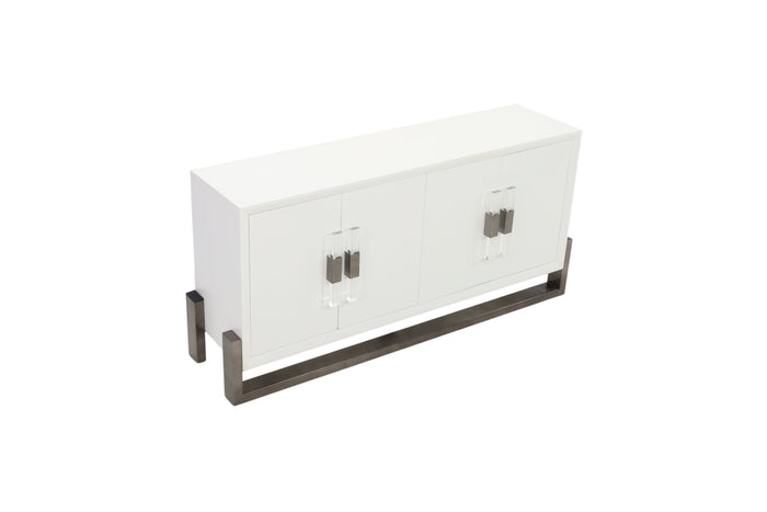 Brayden Studio White Four Door Credenza with Stainless Steel Base, image 3