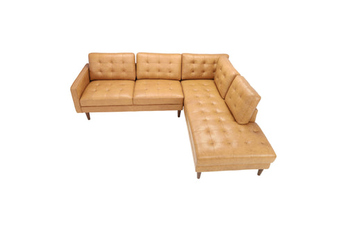 Trent Austin Design Peart L-Shaped Top-Grain Leather Sectional Sofa & Chaise with Tufted Design, image 3