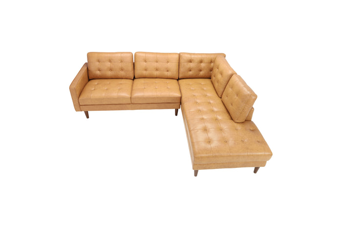 Trent Austin Design Peart L-Shaped Top-Grain Leather Sectional Sofa & Chaise with Tufted Design, image 3
