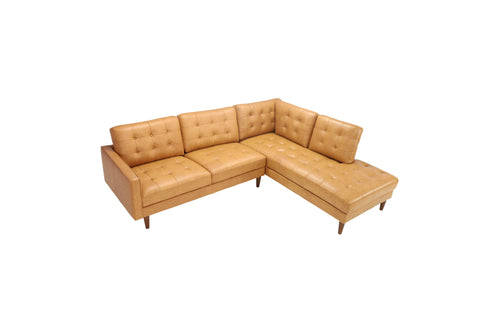 Trent Austin Design Peart L-Shaped Top-Grain Leather Sectional Sofa & Chaise with Tufted Design, image 4