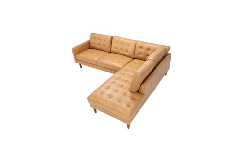 Trent Austin Design Peart L-Shaped Top-Grain Leather Sectional Sofa & Chaise with Tufted Design, image 5
