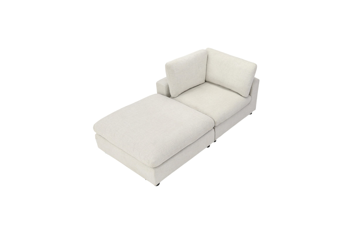 Latitude Run Odai Chenille Upholstered Armless Chair with Ottoman