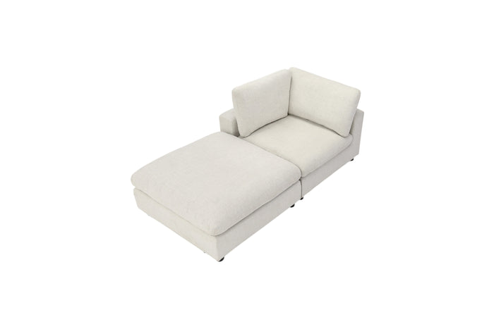 Latitude Run Odai Chenille Upholstered Armless Chair with Ottoman, image 2