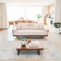 Mercer41 Grimpante Beige Cotton Linen Sofa Bed,Upholstered Sleeper with Solid Wood Legs