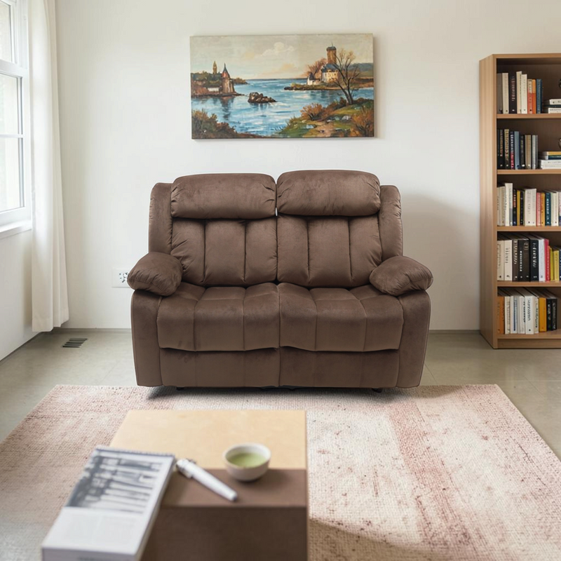 Latitude Run Microfiber Upholstered Manual Reclining Loveseat with Metal Legs