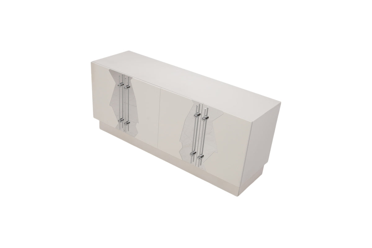 Everly Quinn Callista 4-Door Sideboard with Art Deco Doors and Interior Shelves