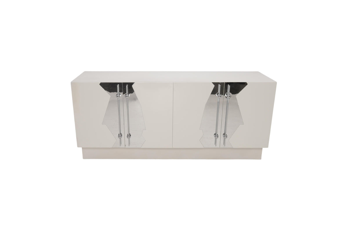 Everly Quinn Callista 4-Door Sideboard with Art Deco Doors and Interior Shelves