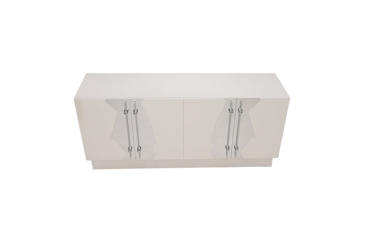 Everly Quinn Callista 4-Door Sideboard with Art Deco Doors and Interior Shelves