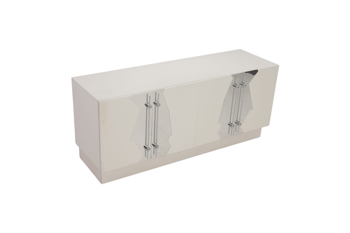 Everly Quinn Callista 4-Door Sideboard with Art Deco Doors and Interior Shelves