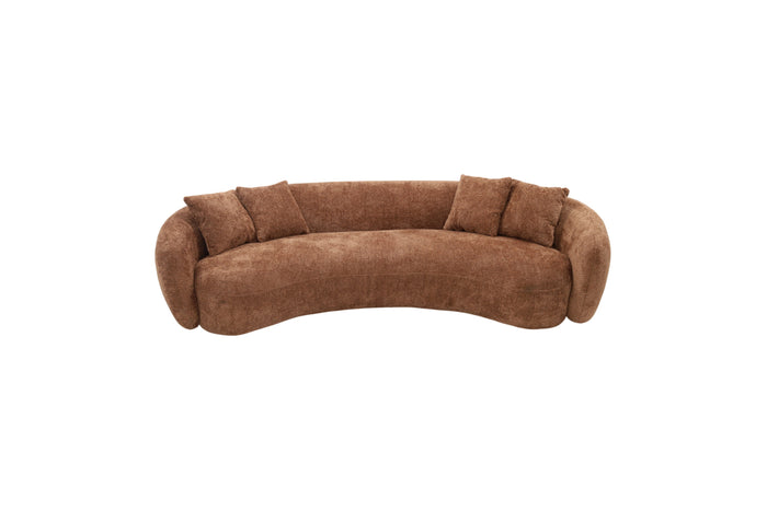 Everly Quinn Shaleine Curved Sofa, Mid Century Modern Half Moon Living Room Sofa, image 2