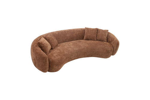 Everly Quinn Shaleine Curved Sofa, Mid Century Modern Half Moon Living Room Sofa, image 3