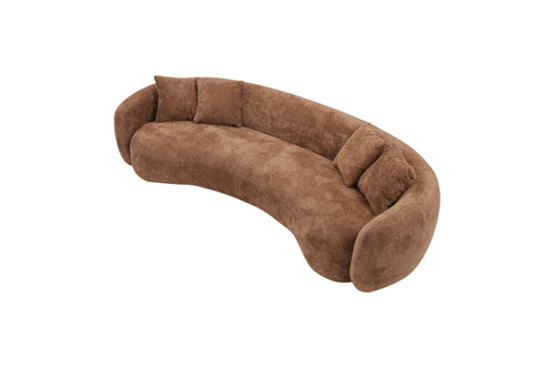 Everly Quinn Shaleine Curved Sofa, Mid Century Modern Half Moon Living Room Sofa, image 5