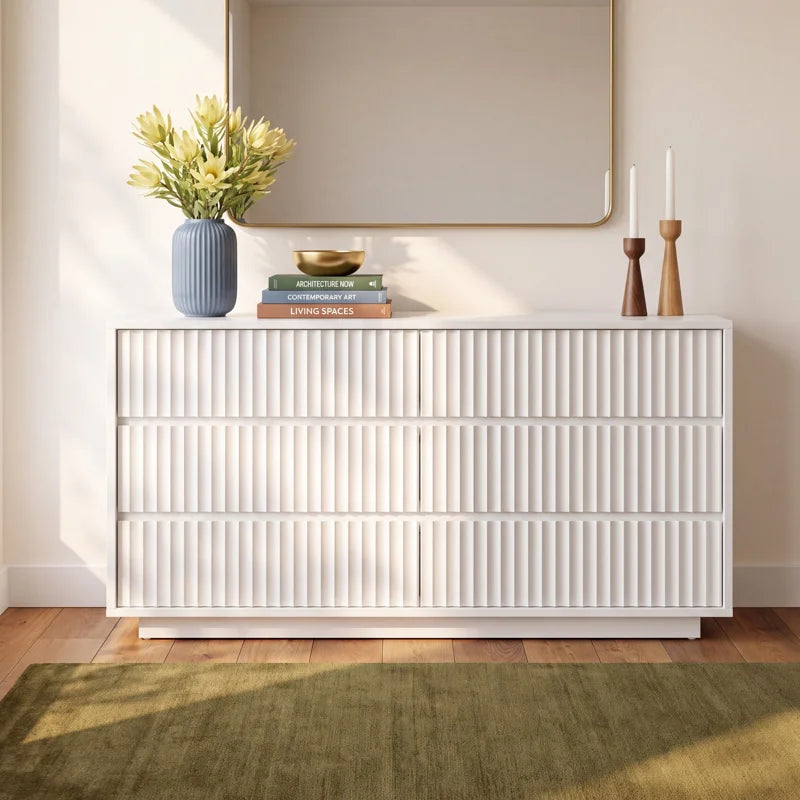 AllModern Paloma Scalloped Soft-Close 6-Drawer Dresser - Mahogany