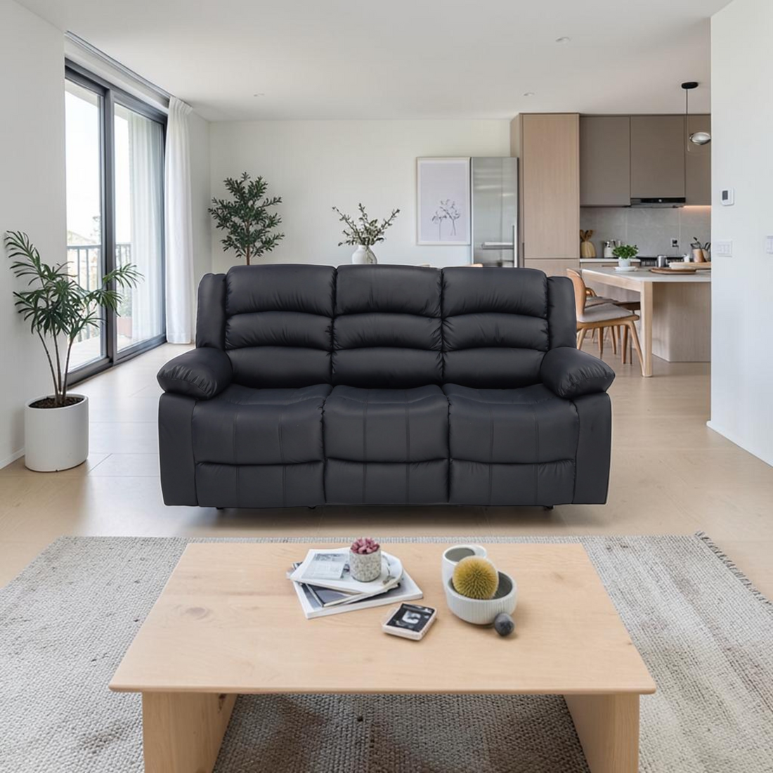 Red Barrel Studio Emryn Modern and Super Soft Faux Leather Manual Reclining Sofa with Wide Backrest