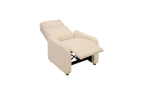 Alcott Hill Modern Beige Fabric Push-Back Recliner Chair with Padded Armrests for Living Room, image 7