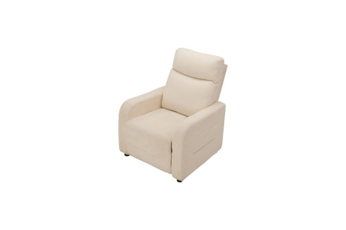 Alcott Hill Modern Beige Fabric Push-Back Recliner Chair with Padded Armrests for Living Room, image 5