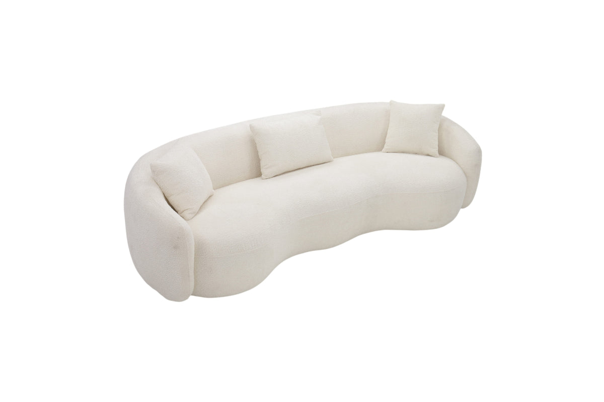 Everly Quinn Teddy Boucle Fabric Curved Modern Sofa