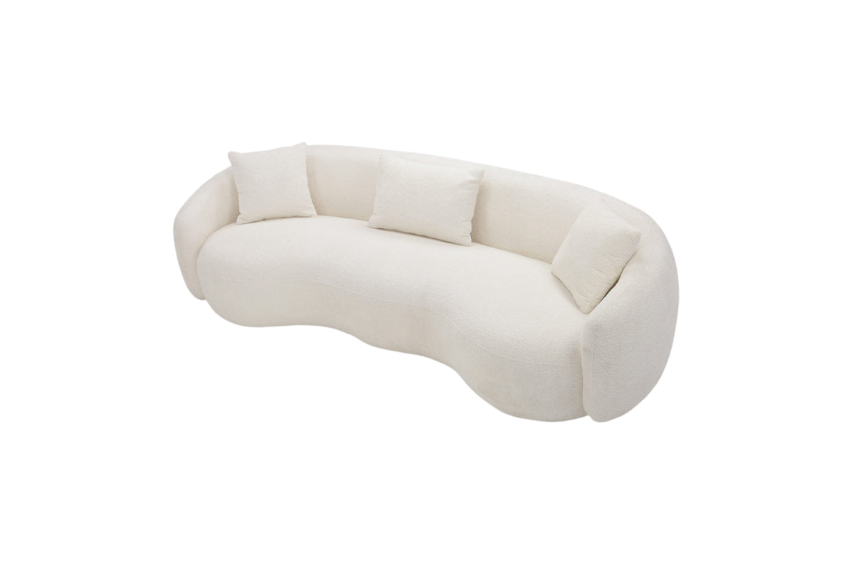 Everly Quinn Teddy Boucle Fabric Curved Modern Sofa