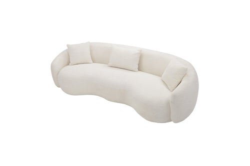 Everly Quinn Teddy Boucle Fabric Curved Modern Sofa, image 4