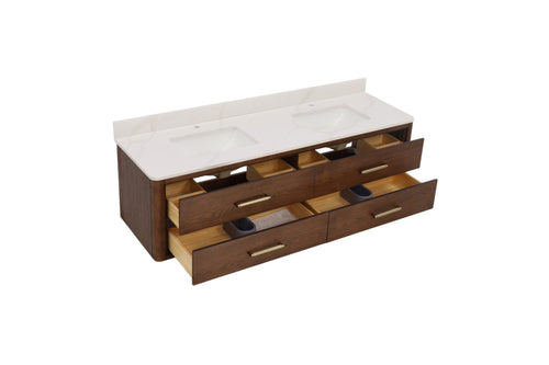 Vinnova Cristo Free Standing Wall Mounted 2 Double Vanity Bathroom Vanity With Quartz Top, image 7
