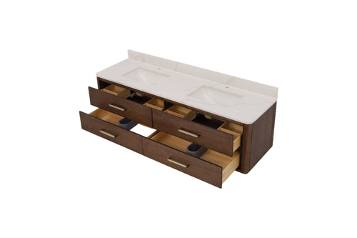Vinnova Cristo Free Standing Wall Mounted 2 Double Vanity Bathroom Vanity With Quartz Top, image 9