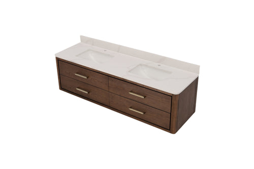 Vinnova Cristo Free Standing Wall Mounted 2 Double Vanity Bathroom Vanity With Quartz Top, image 5