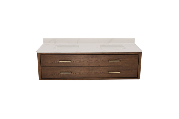 Vinnova Cristo Free Standing Wall Mounted 2 Double Vanity Bathroom Vanity With Quartz Top, image 2