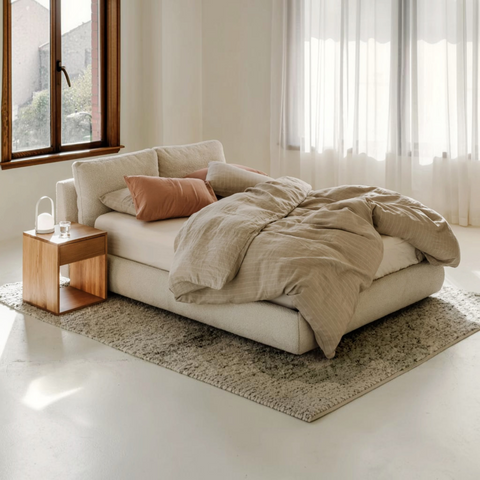 Cloud Storage Bed, King, Cream Boucle