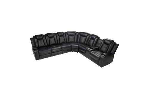 Ivy Bronx 3 - Piece Vegan Leather Power Reclining Sectional Sofa Set with LED Lights and Wireless Charging Station, image 2