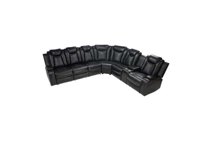 Ivy Bronx 3 - Piece Vegan Leather Power Reclining Sectional Sofa Set with LED Lights and Wireless Charging Station, image 2
