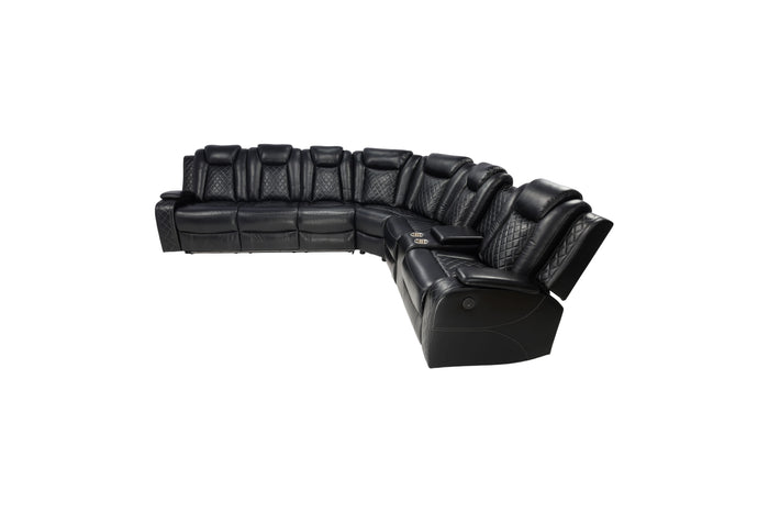 Ivy Bronx 3 - Piece Vegan Leather Power Reclining Sectional Sofa Set with LED Lights and Wireless Charging Station, image 3