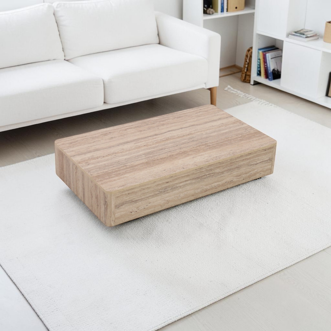 Wildon Home Sharelle Faux Travertine Rectangular Coffee Table